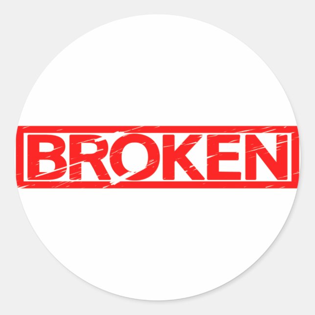 Broken Frimärke Runt Klistermärke (Framsida)