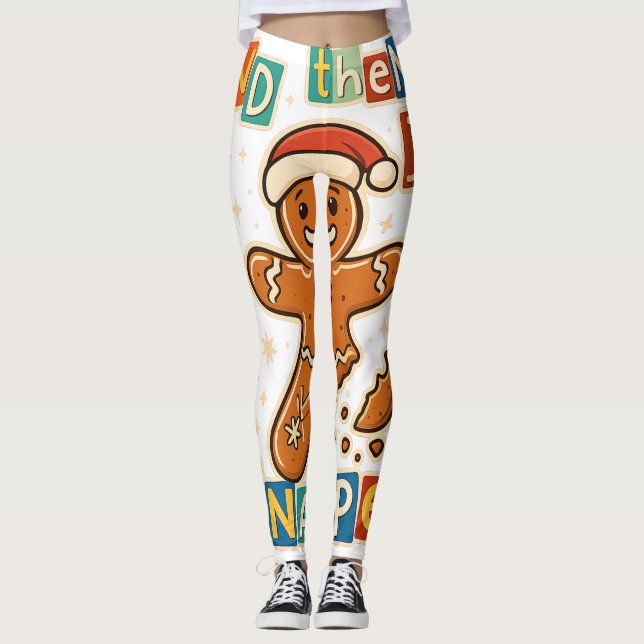 Broken Gingerbread Cookie – Funny Holiday Meltdown Leggings (Framsida)