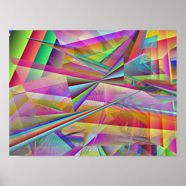 Broken Glass Shattered Mirror Line Art Poster (Framsidan)