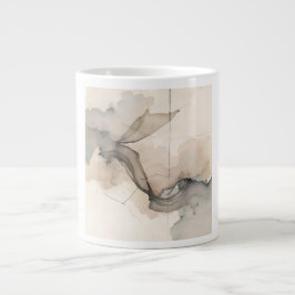 "Broken Grid" Japandi Linen Pattern | Faded Wabi-S Jumbo Mugg