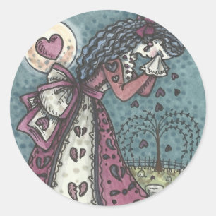 BROKEN HEART CEMETERY STICKERS Round LAKAN Runt Klistermärke