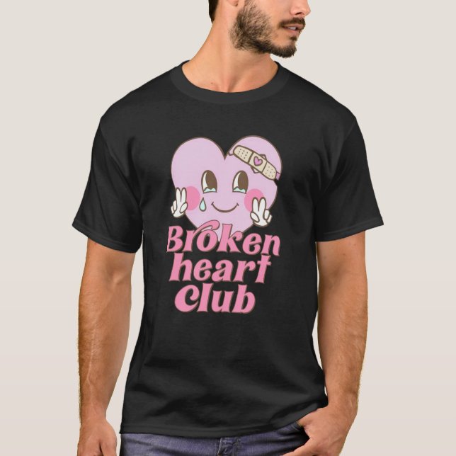 Broken Heart Club Valentine Day Retro Groovy Men W T Shirt (Framsida)
