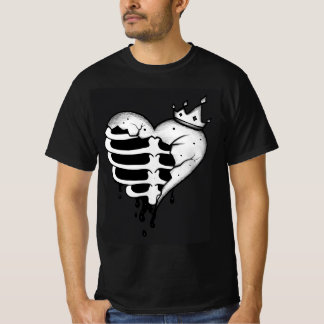 Broken Heart Crown Skeleton T-Shirt – Mörk Gothic