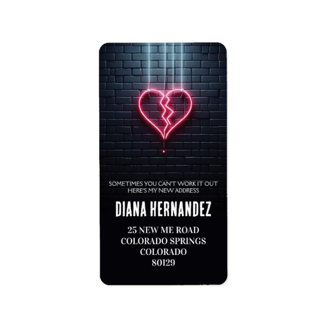 Broken Heart Divorce Party Adressetikett (Framsidan)