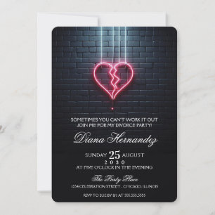 Broken Heart Divorce Party Inbjudningar