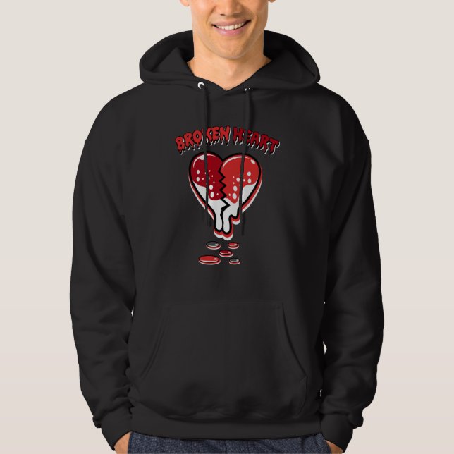 Broken Heart Dripping Chile Red 9s Matching Hoodie (Framsida)