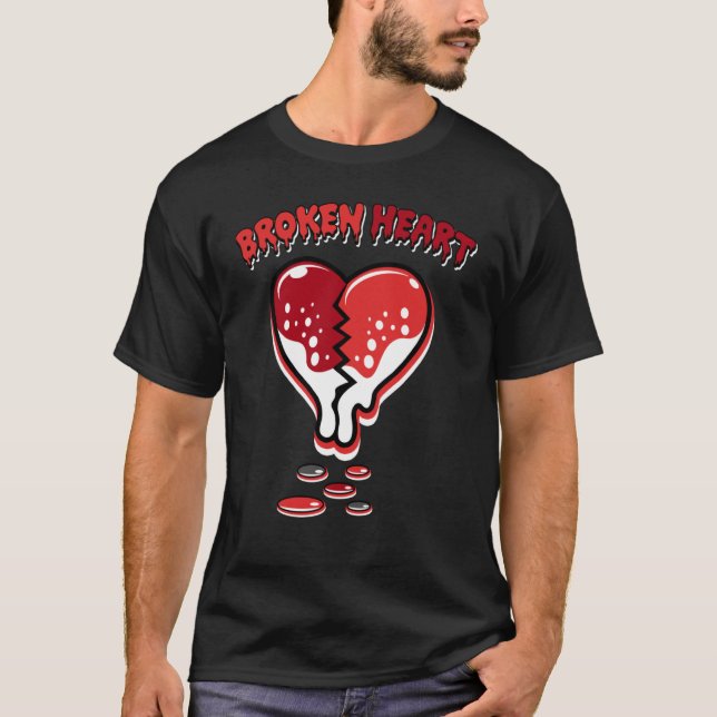 Broken Heart Dripping Chile Red 9s Matching T Shirt (Framsida)