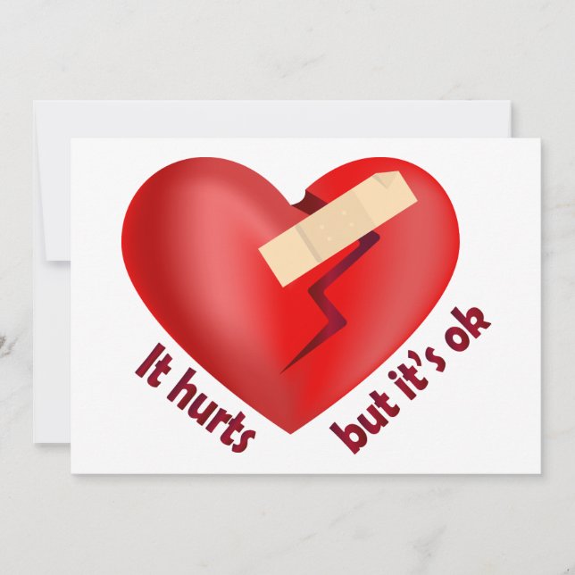 Broken heart healed with patch and life quote inbjudningar (Framsida)