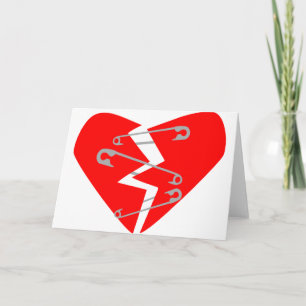 Broken Heart med Stift Safety Helgkort