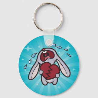 Broken Hearted Bunny med Blue Sunburst Keychain Nyckelring