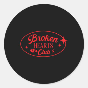 Broken Hearts Club Alla hjärtans dag Retro Alterna Runt Klistermärke