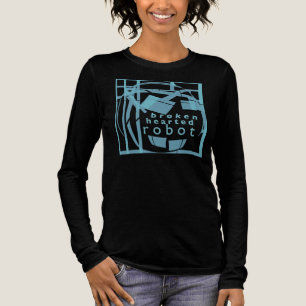 "Broken-hjärtan Robot" Aqua Blue Humous Design T Shirt