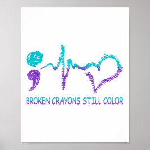 Broken Kritor still Färg Suicide Prevention Ment Poster