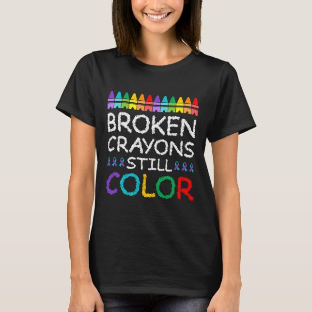 Broken Kritor still Färg Suicide Prevention T Shirt (Framsida)