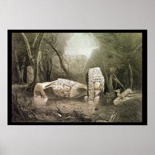 Broken Mayan idol i Copan, Guatemala Poster