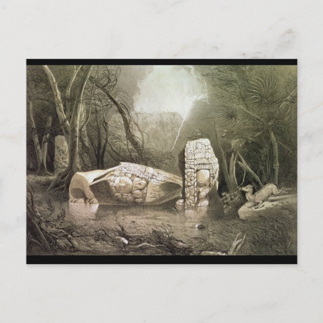 Broken Mayan idol i Copan, Guatemala Vykort (Framsida)