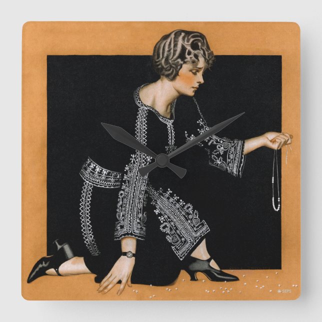 Broken Pearl Necklace Fyrkantig Klocka (Framsida)