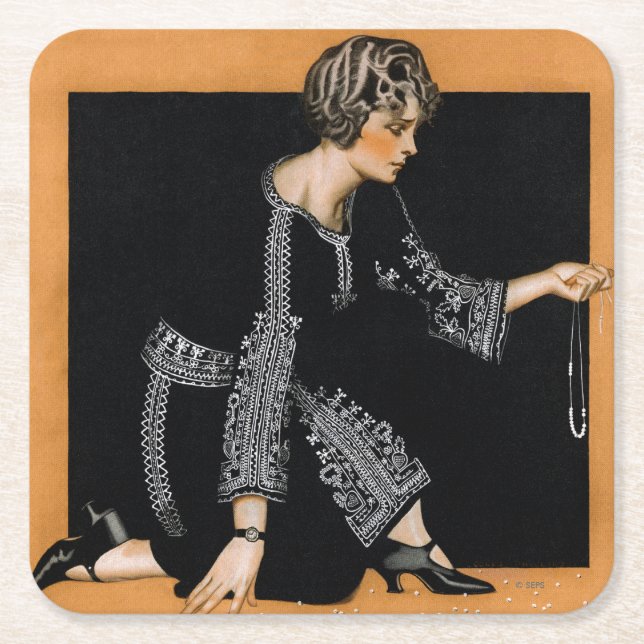 Broken Pearl Necklace Underlägg Papper Kvadrat (Framsidan)