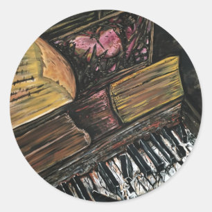 Broken Piano Runt Klistermärke