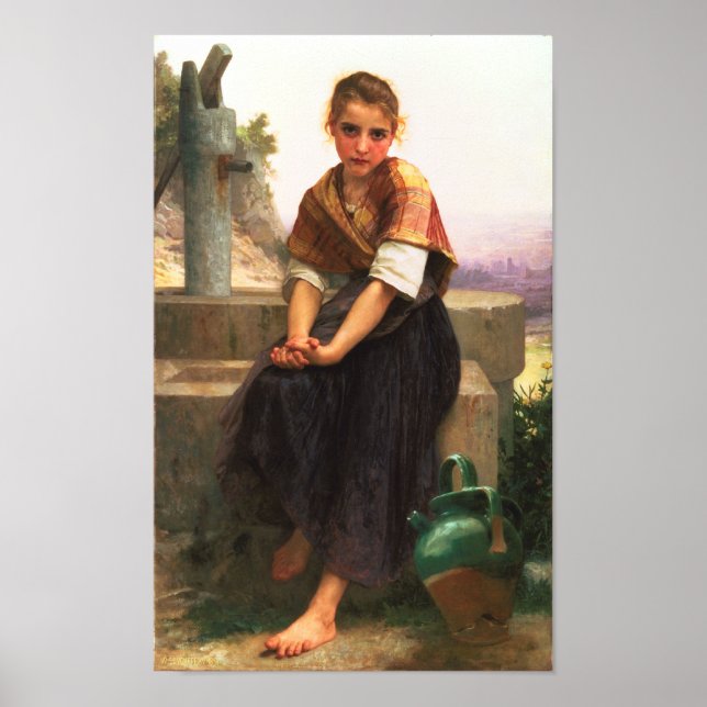 Broken Pitcher av Bouguereau Poster (Framsidan)