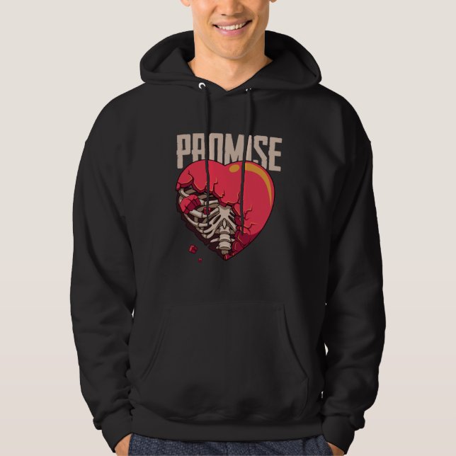Broken Promise Broken Heart Rib Cage Sad Emo Break Hoodie (Framsida)