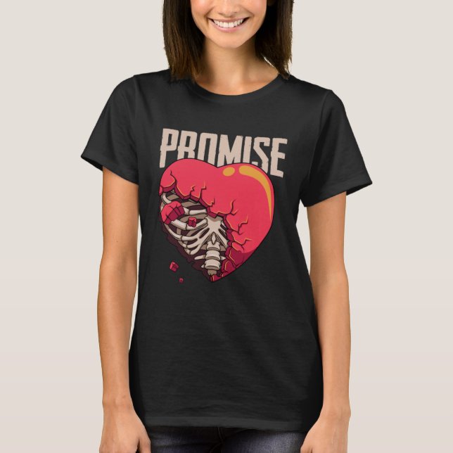 Broken Promise Broken Heart Rib Cage Sad Emo Break T Shirt (Framsida)