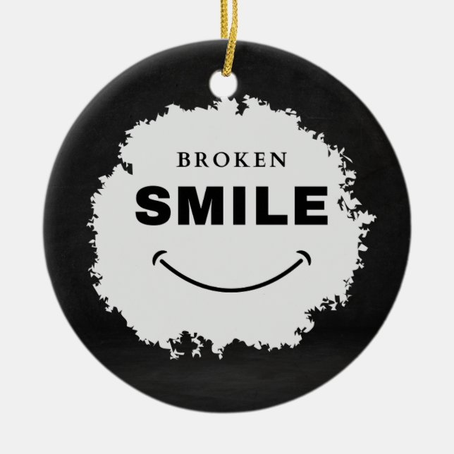 Broken Smile - Emotional Aesthetic Ceramic Ornamen Julgransprydnad Keramik (Framsidan)