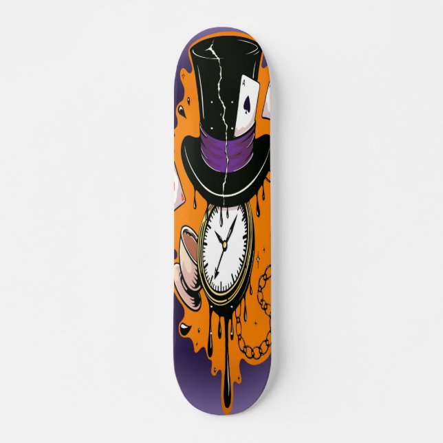 Broken Time Mad Hatter  Mini Skateboard Bräda 18,5 Cm (Framsida)