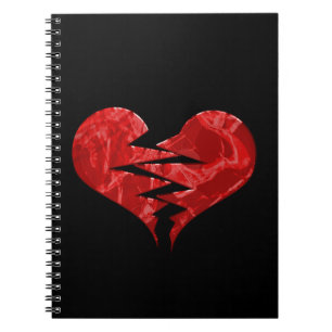 BROKEN TORN RED HEART KÄRLEK EMO SLUTAR OSKYLDIGT ANTECKNINGSBOK