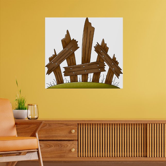 Broken Wooden Fence Rustic Farmyard Poster (Skapare uppladdad)