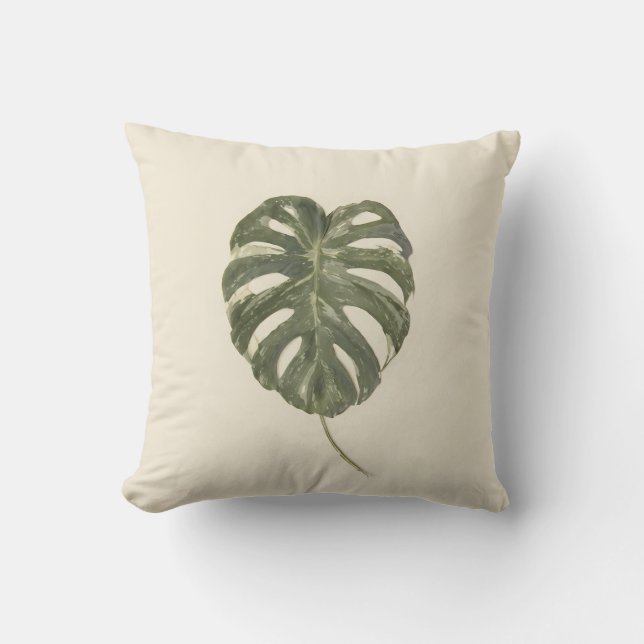 Brokig Monstera-blad Tropisk Organisk Modern Kudde (Framsida)