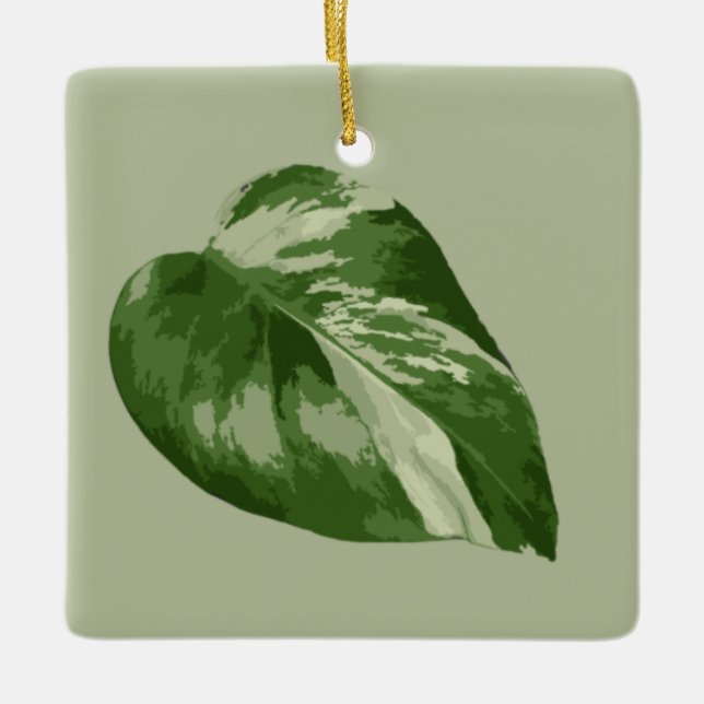 Brokig Monstera-bladsprydnad Julgransprydnad Keramik (Framsida)