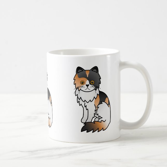 Brokig perserkatte Söt tecknad teckning Kaffemugg (Höger)