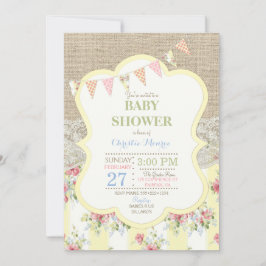 Brokig Rustik Landlig Chic Blommig Spets Jute Inbjudningar