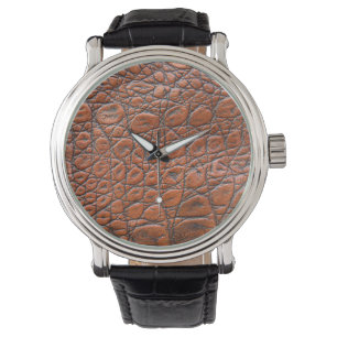 Brokrokodilläderfeket Armbandsur