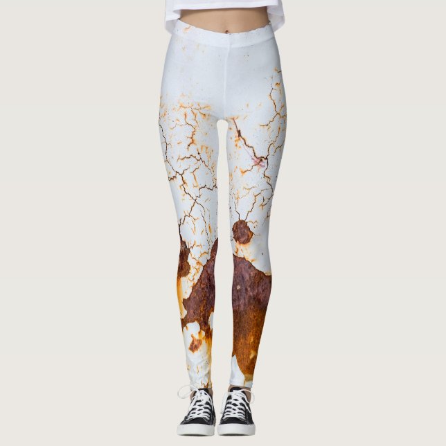 Brökt vit färg, rostig bil. leggings (Framsida)