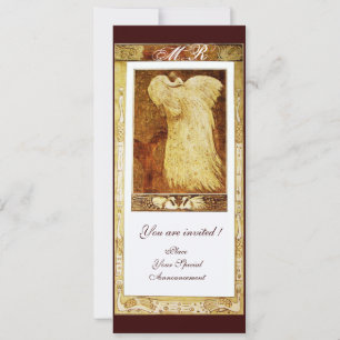 BRÖLL OPS LOVE PÅFÅGEL MONOGRAM, Sepia Brun Vit Inbjudningar