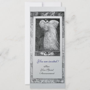 BRÖLL OPS LOVE PÅFÅGEL MONOGRAM ,Svart Vit Silver Inbjudningar
