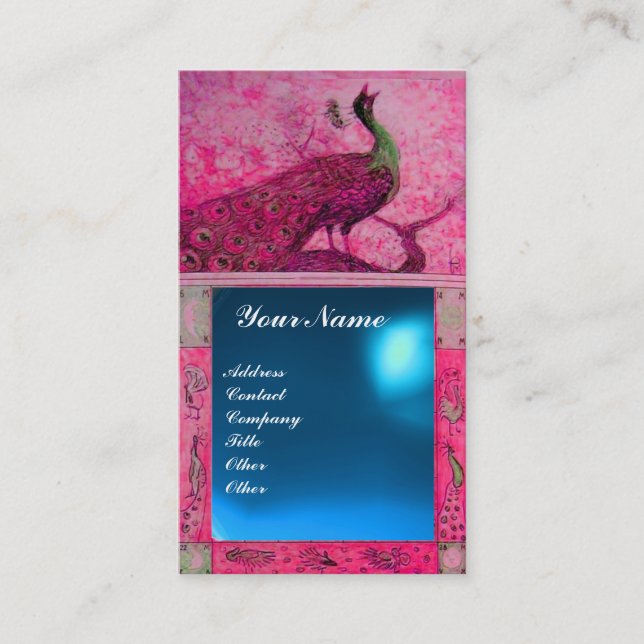 BRÖLL OPSKÄRFT PAJON monogram rosa  blå safir Visitkort (Framsida)