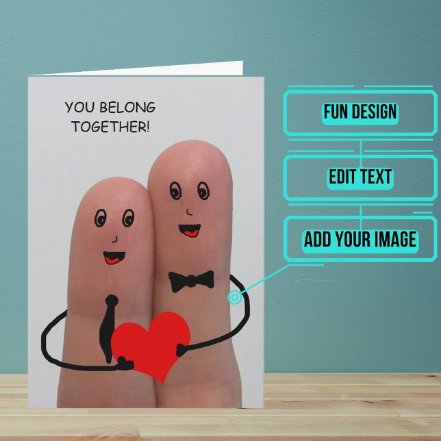 Bröllagsgratulationer Fingrar på ett handkort Kort (Send your love and congratulations with a modern and unique twist.)