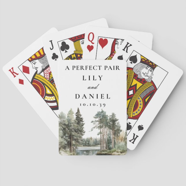 Bröllagspresent Skogssjö Perfekt Par Casinokort (Baksidan)