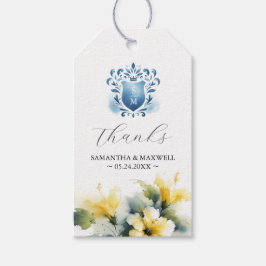 Bröllagspresentetiketter Akvarell Gula Blommor Presentetikett