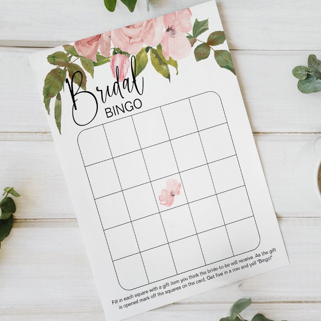 Bröllak Bingo med Rosa Rosor Elegant Blommig Desig (Skapare uppladdad)