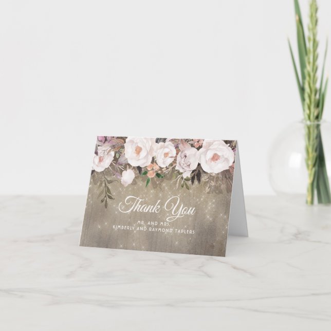 Bröllak tackkort med blommig rustik stil (Framsida)