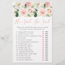 Bröllaksgissning med Rosa Blommor Han Sa Hon Sa