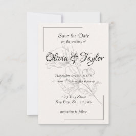 Bröllakskort Beige Elegance Save the Date Spara Datumet