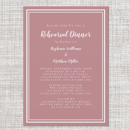 Bröllaktsrepetition Middag Dammig Ros Modern Enkel Inbjudningar