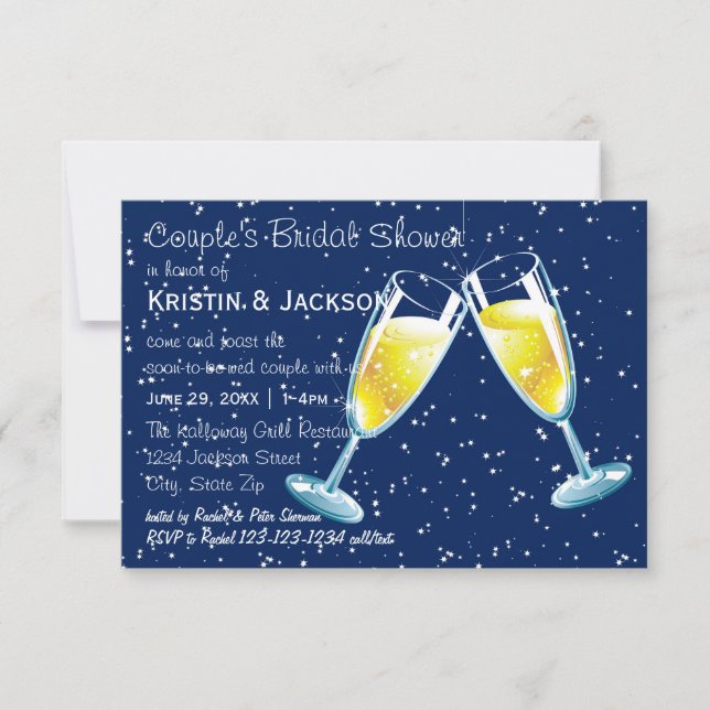 Bröllasglas Natt - 3x5 Bridal Shower Inbjudningar (Framsida)