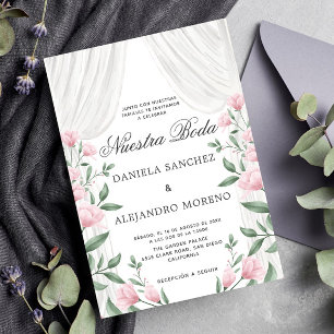 Bröllasslöja Blush Floral Curtain Nuestra Boda Spa Inbjudningar