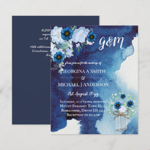 Bröllbjudan BUDGET Dusty Blue Blommigt Wedding